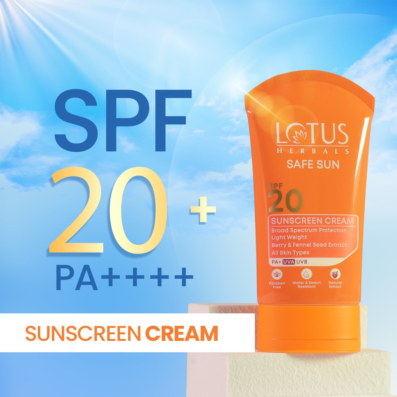 Safe Sunscreen Cream PA+ SPF 20