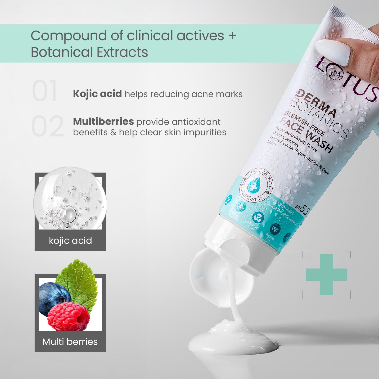 DermaBotanics Kojic Acid + Multi Berry Blemish Free Facewash