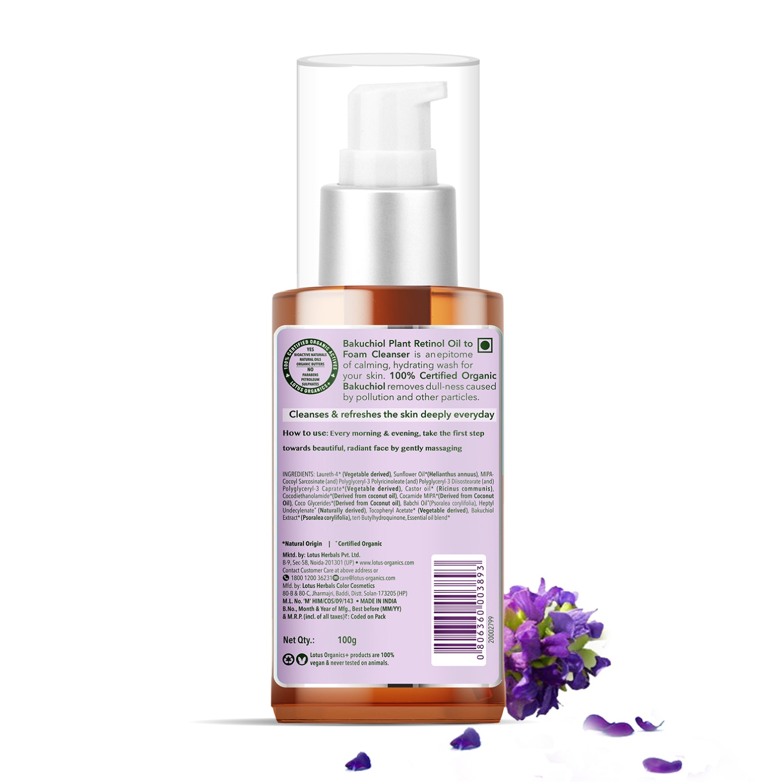 Lotus Bakuchiol Plant Retinol Oil to Foam Cleanser