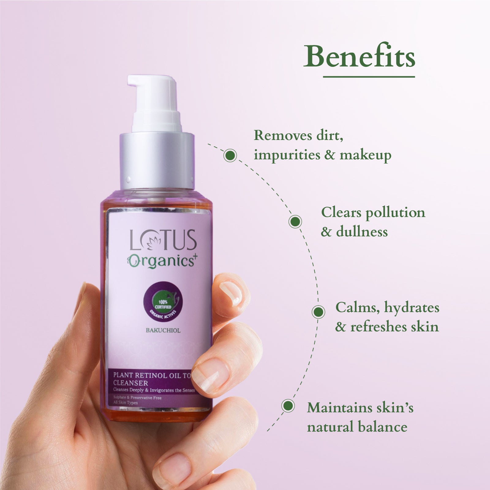 Lotus Bakuchiol Plant Retinol Oil to Foam Cleanser