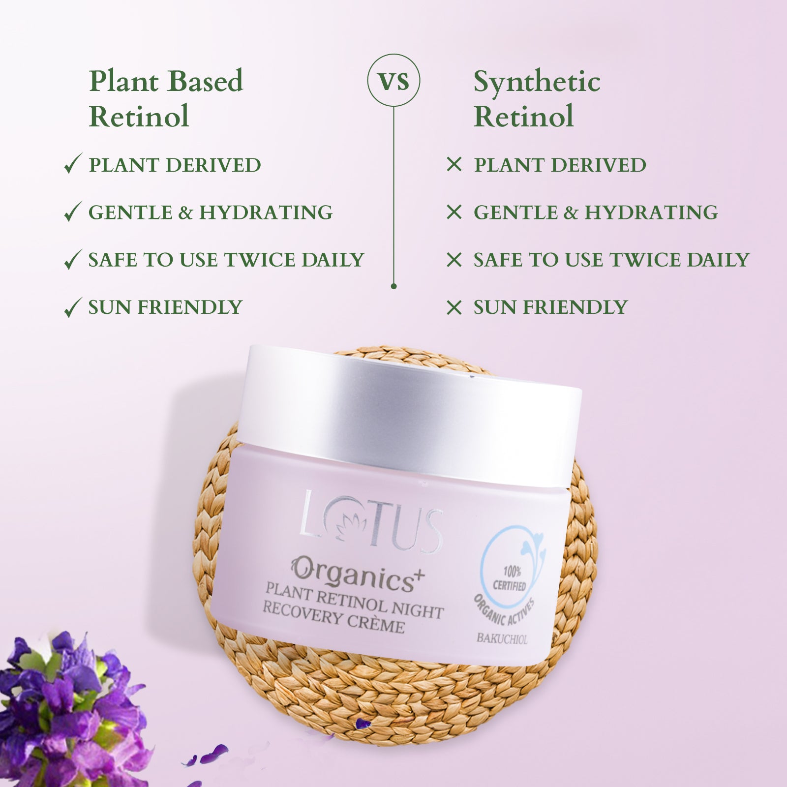 Lotus Bakuchiol Plant Retinol Night Recovery Crème