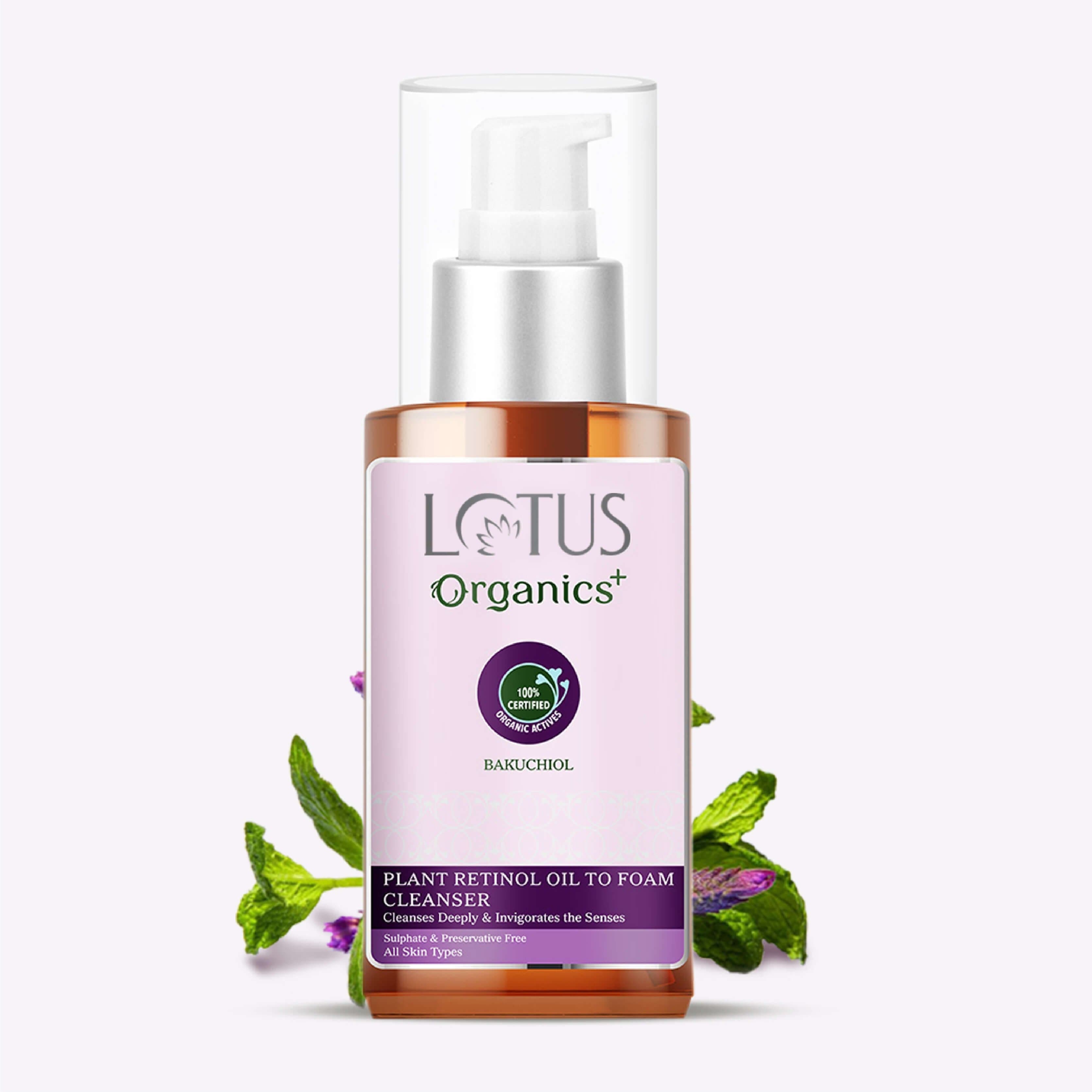 Bakuchiol Plant Retinol Oil to Foam Cleanser ShopLotusOrganic
