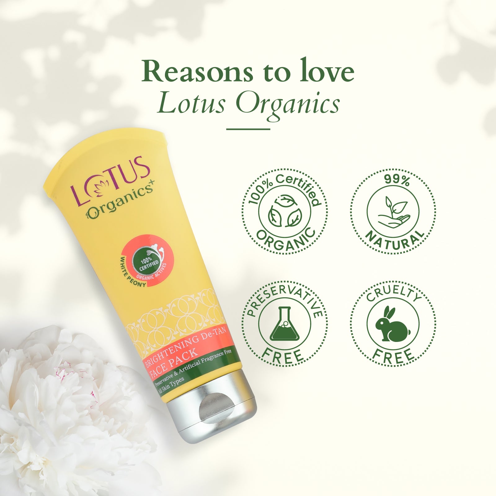 Lotus Organics+ Brightening De-Tan Face Pack