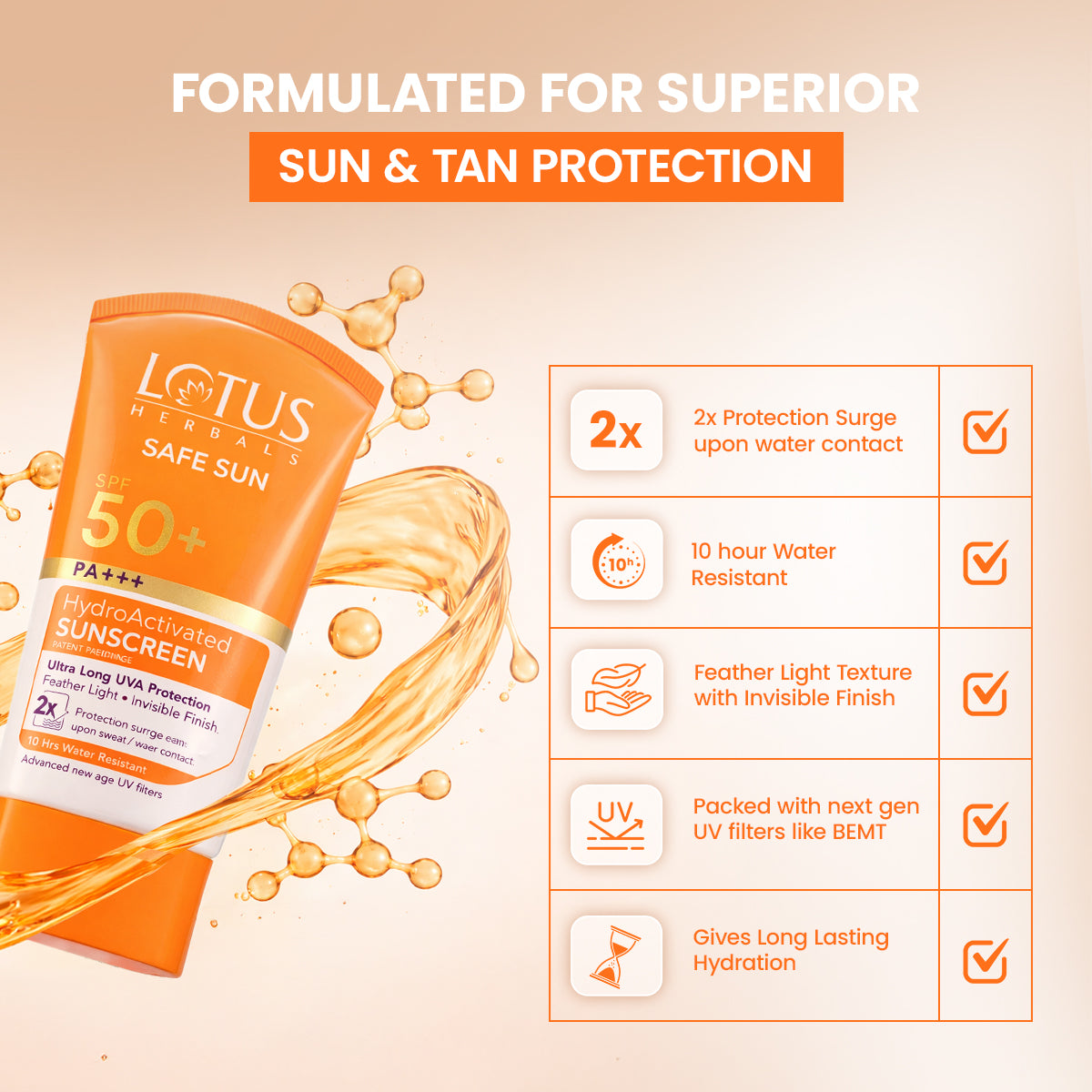 Lotus Herbals Safe Sun HydroActivated Sunscreen SPF 50+ PA+++