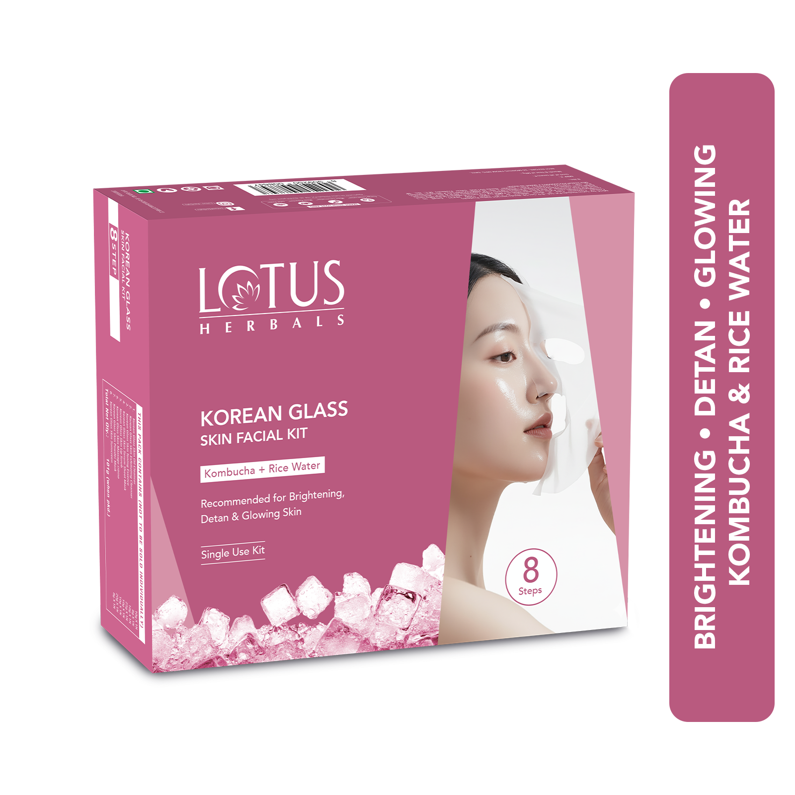 Lotus Herbals Korean Glass 8-Step Skin Facial Kit with Kombucha & Rice Water