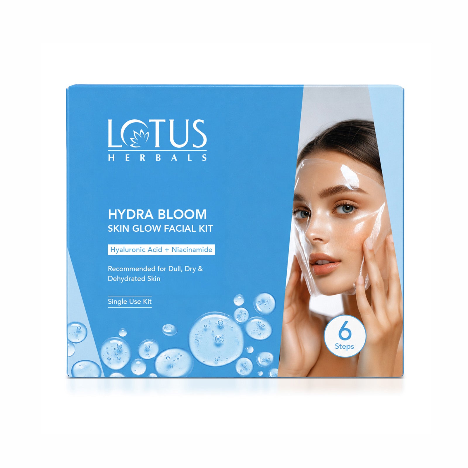 Lotus Herbals Hydra Bloom 6-Steps Skin Glow Facial Kit with Hyaluronic Acid