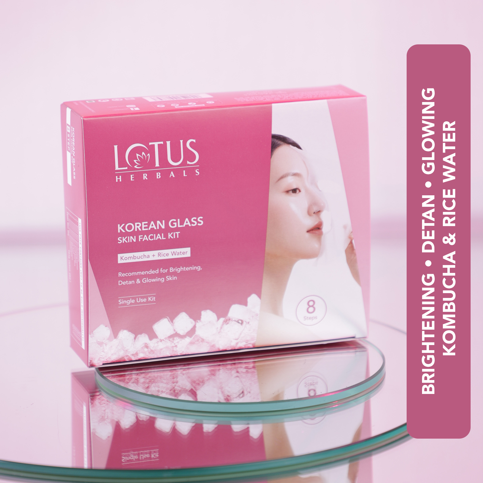 Lotus Herbals Korean Glass 8-Step Skin Facial Kit with Kombucha & Rice Water
