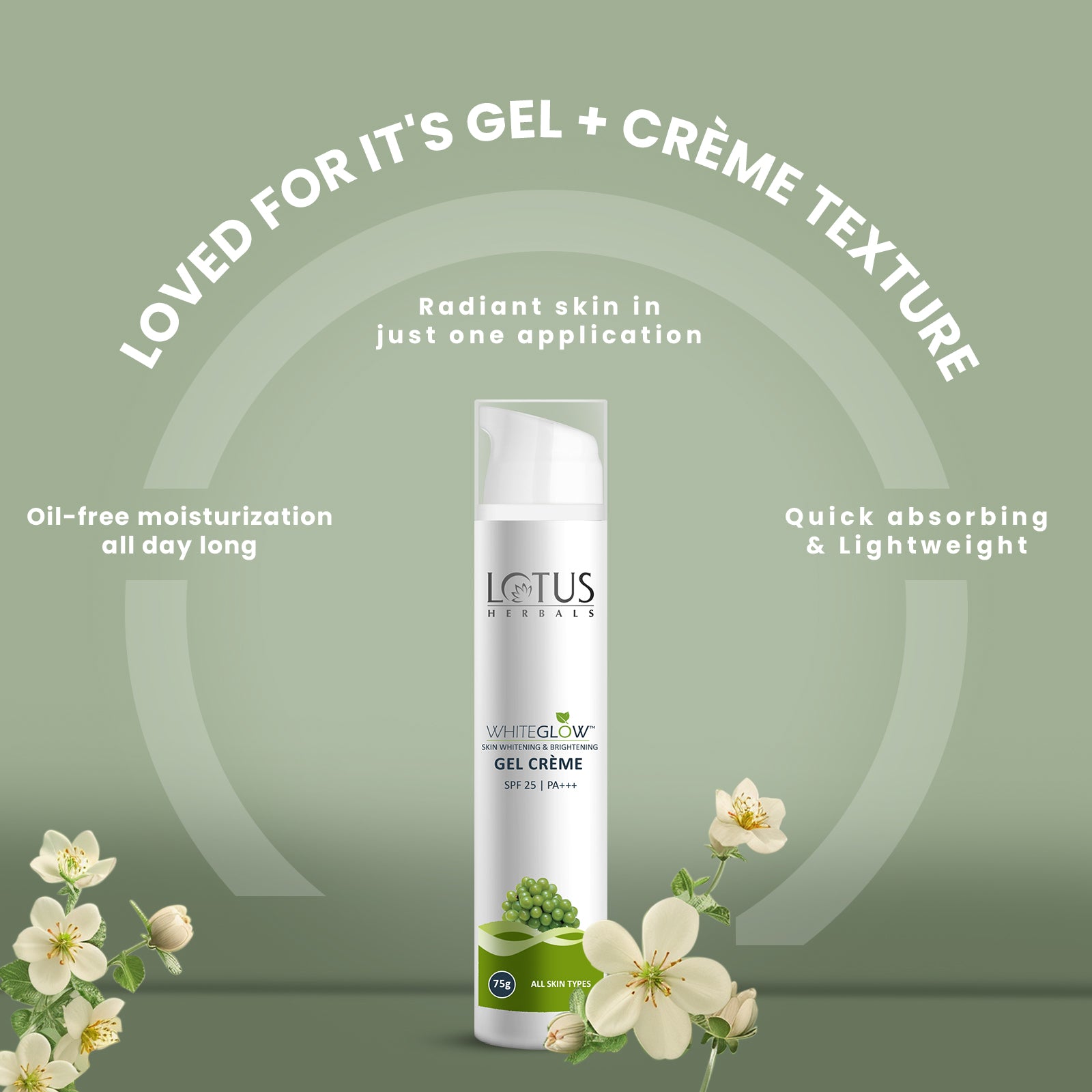 WhiteGlow Skin brightening Gel Creme SPF 25 PA+++ | 75g