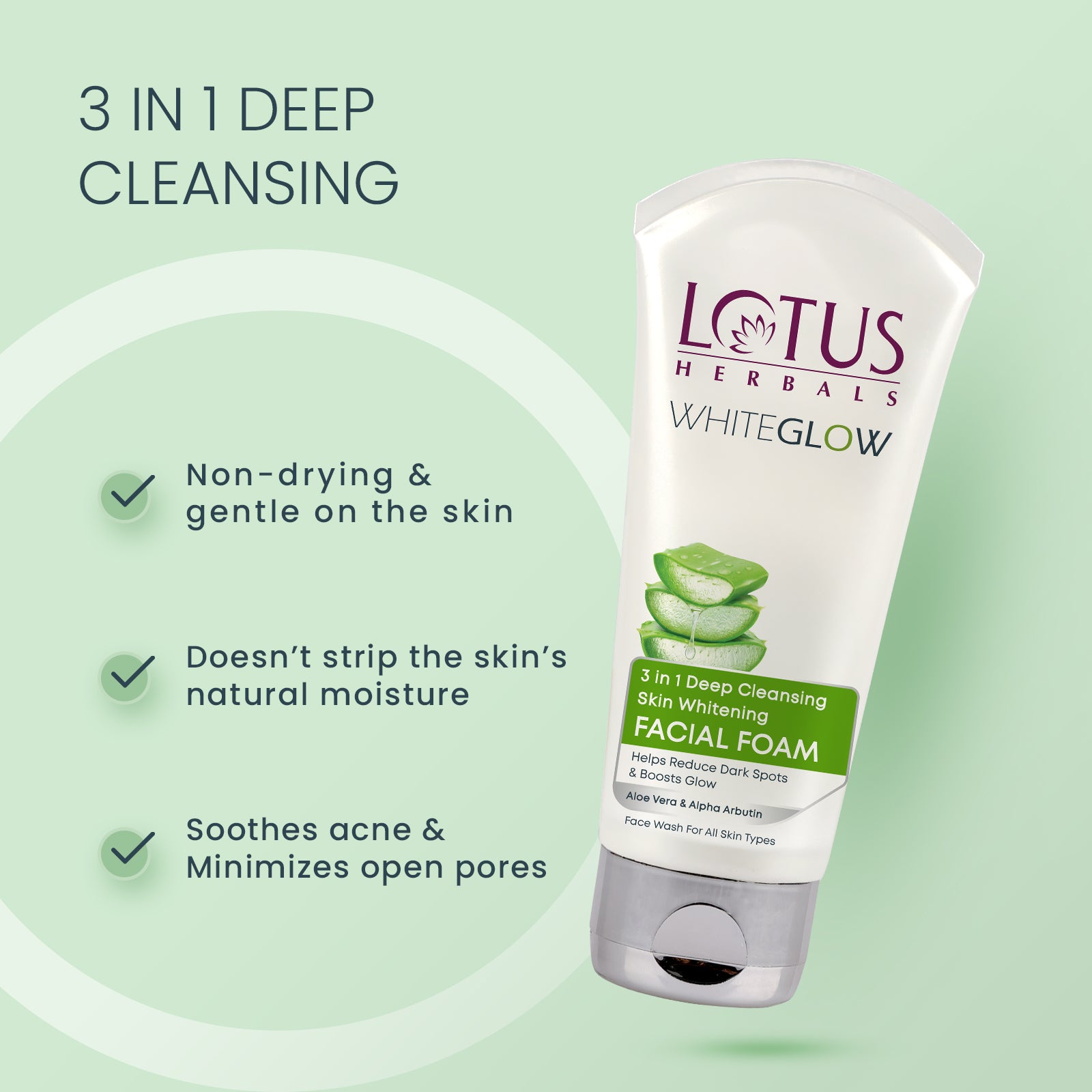 WhiteGlow 3 In 1 Deep Cleansing Skin Brightening Facial Foam