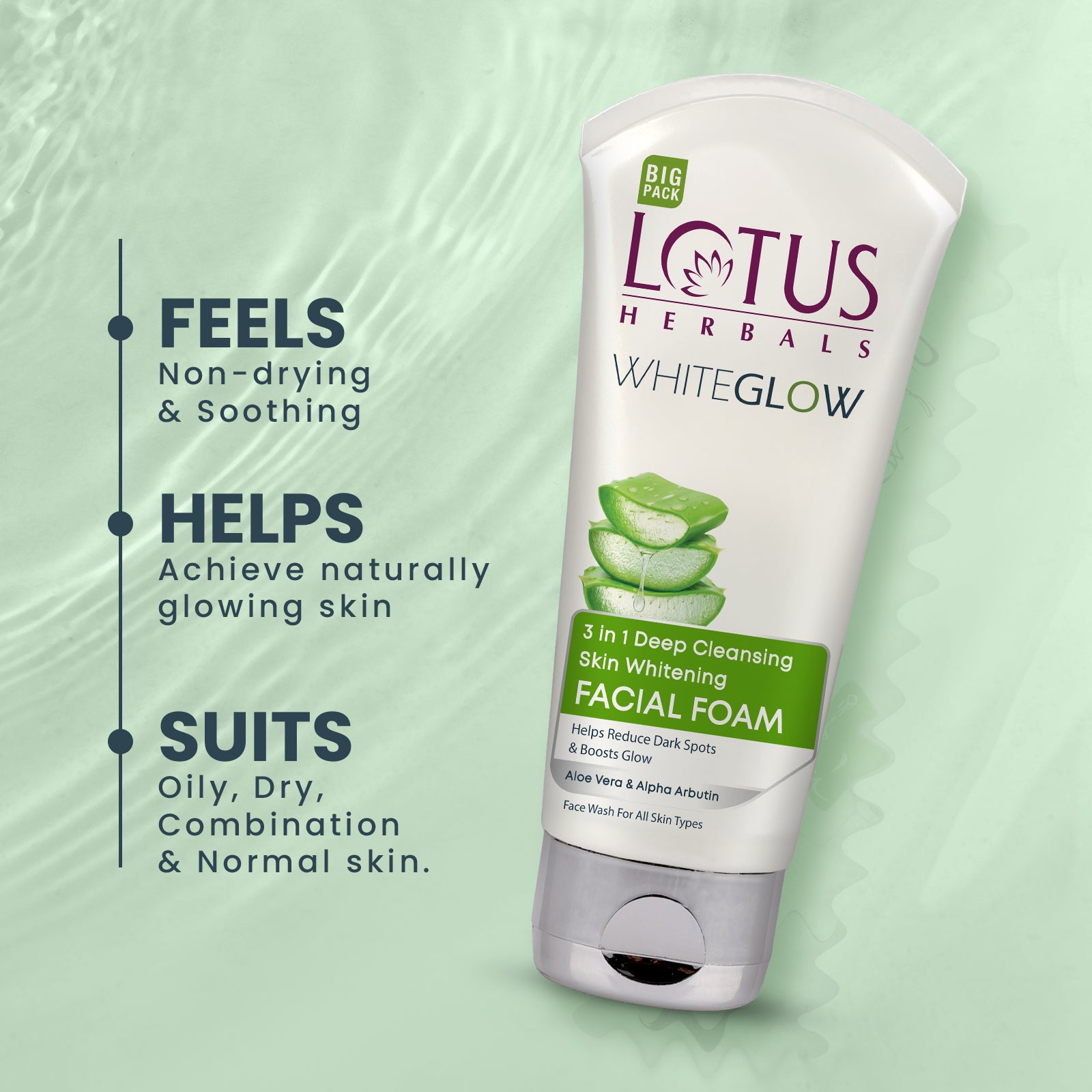 WhiteGlow 3 In 1 Deep Cleansing Skin Brightening Facial Foam Big Pack