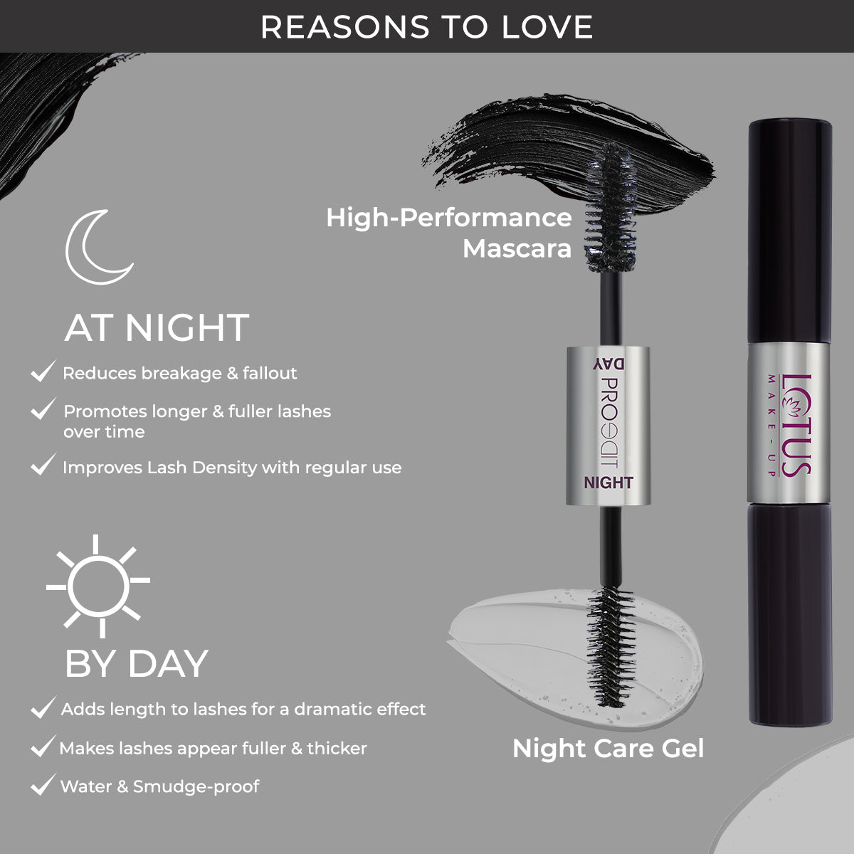 Proedit Day & Night Mascara | 2-in-1 Voluminising Mascara | Mascara & Lash Care | Lengthening & Buildable Formula | 13g
