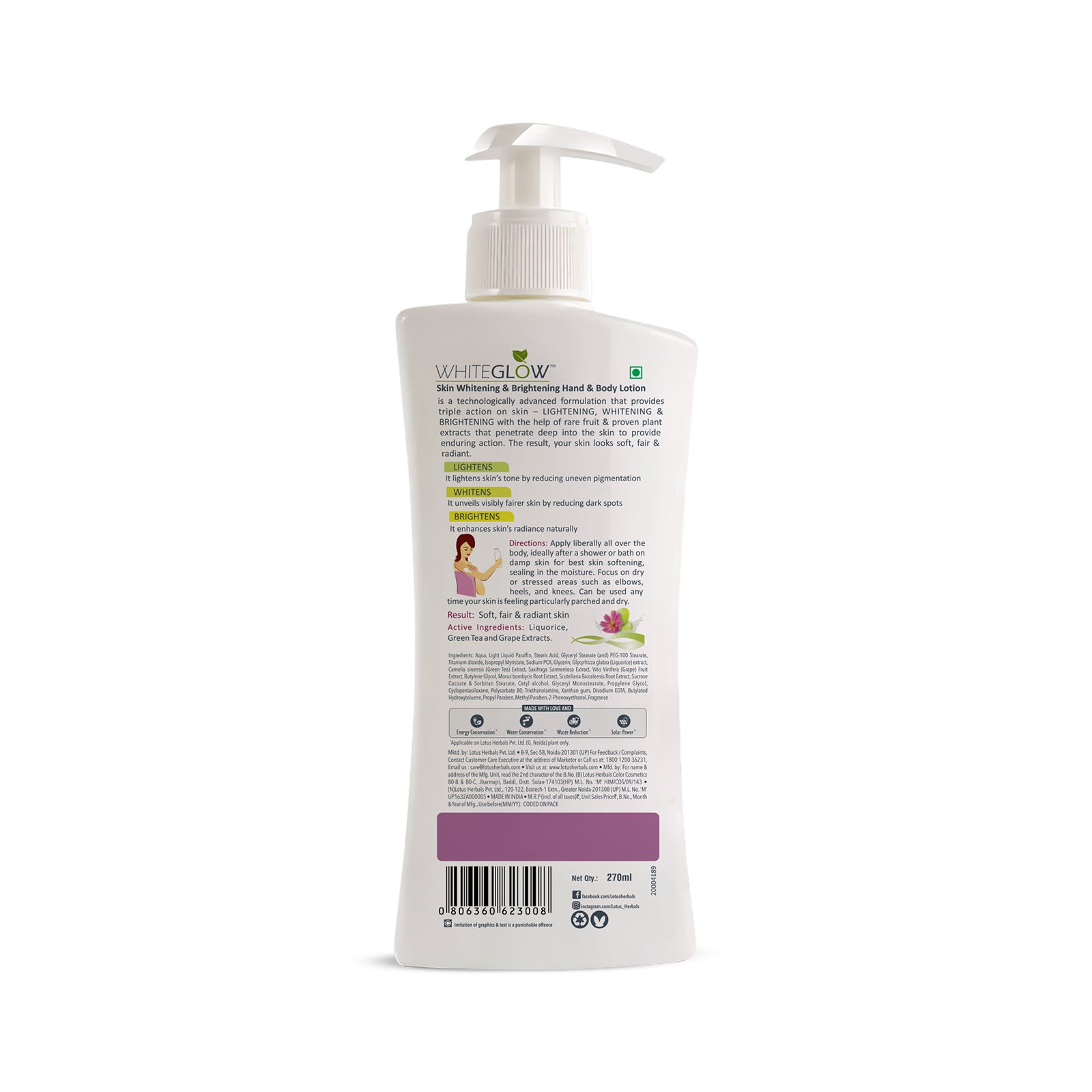 WhiteGlow Skin Brightening Hand & Body lotion SPF 25 PA+++