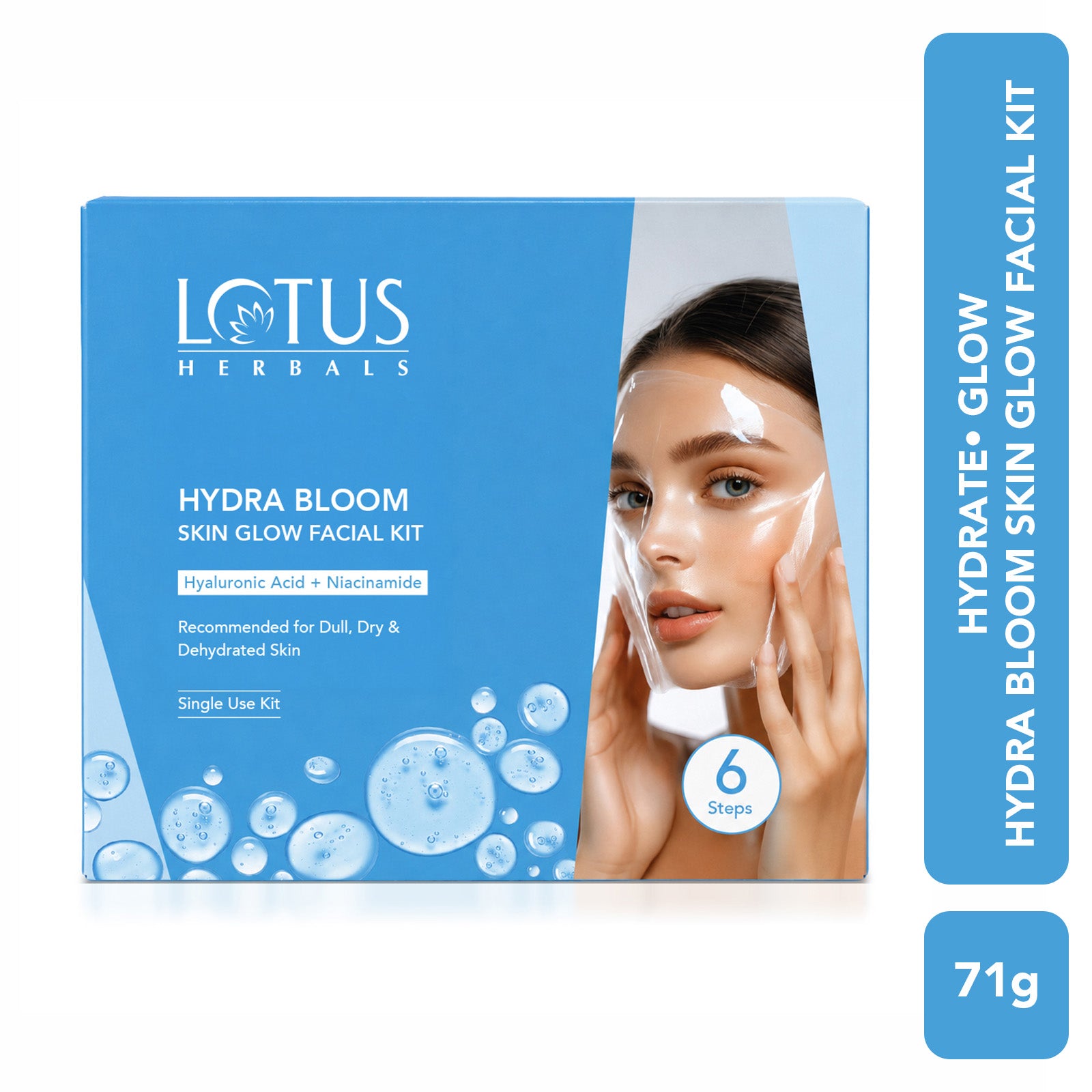 Lotus Herbals Hydra Bloom 6-Steps Skin Glow Facial Kit with Hyaluronic Acid