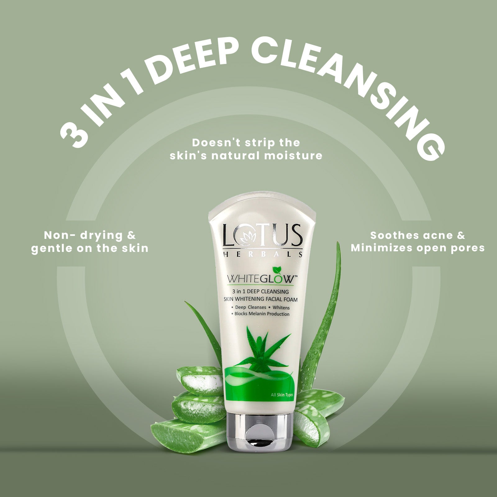 WhiteGlow 3 In 1 Deep Cleansing Skin Brightening Facial Foam
