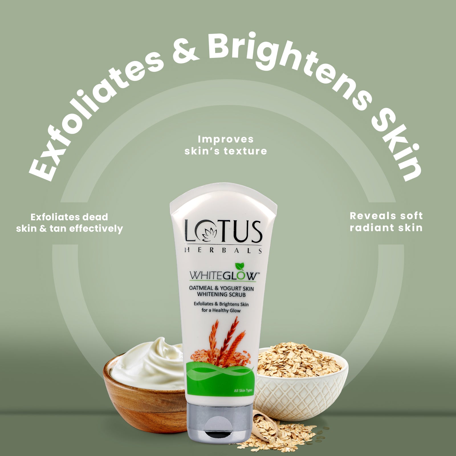 WhiteGlow Skin Brightening Oatmeal & Yogurt Scrub