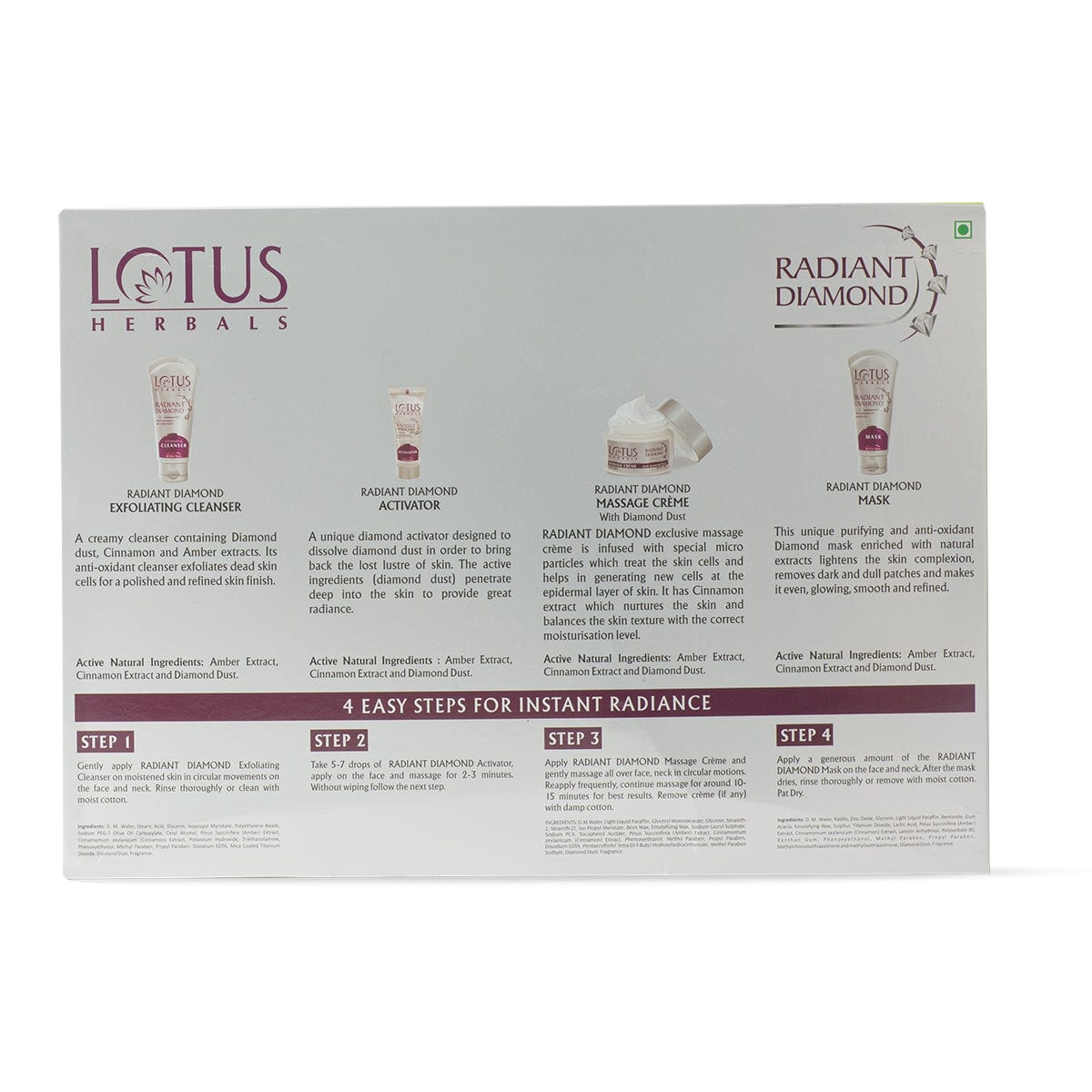 Radiant Diamond Cellular Radiance Salon Grade FACIAL KIT