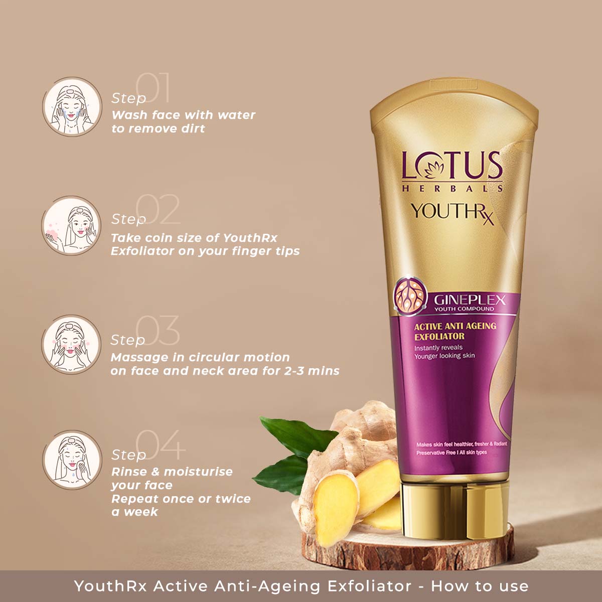 Preservative Free - Lotus Herbals YouthRx Active Anti Ageing Exfoliator